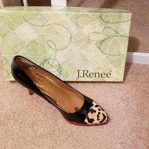 ShoesBlack/Leopard with trim in red